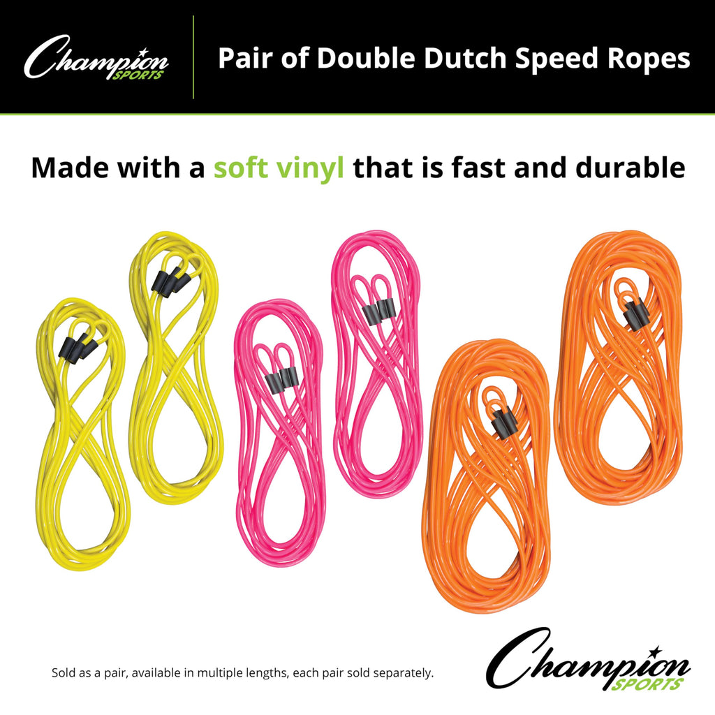 Champion Sports Double Dutch Speed Rope – Durable Vinyl Jump Rope for Fitness & Training, Multiple Lengths