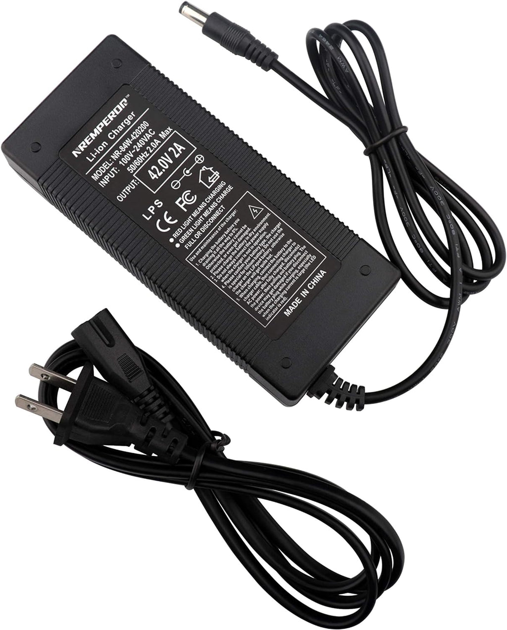 42V 2A Fast Charger for 36V Li-ion Batteries - Compatible with Razor, Jetson, Gotrax | 1 Prong DC-Round Port