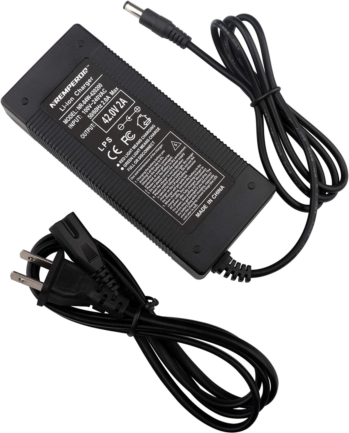 42V 2A Fast Charger for 36V Li-ion Batteries - Compatible with Razor, Jetson, Gotrax | 1 Prong DC-Round Port