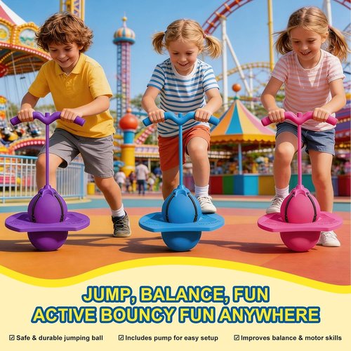 Balance Jumping Ball - Pogo Ball Moon Bounce for Kids | Fun Indoor/Outdoor Bouncing Toy Up to 600 lbs