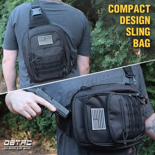 DBTAC Tactical Sling Bag - 8L Military Shoulder Chest Pack for Concealed Carry & Outdoor Use