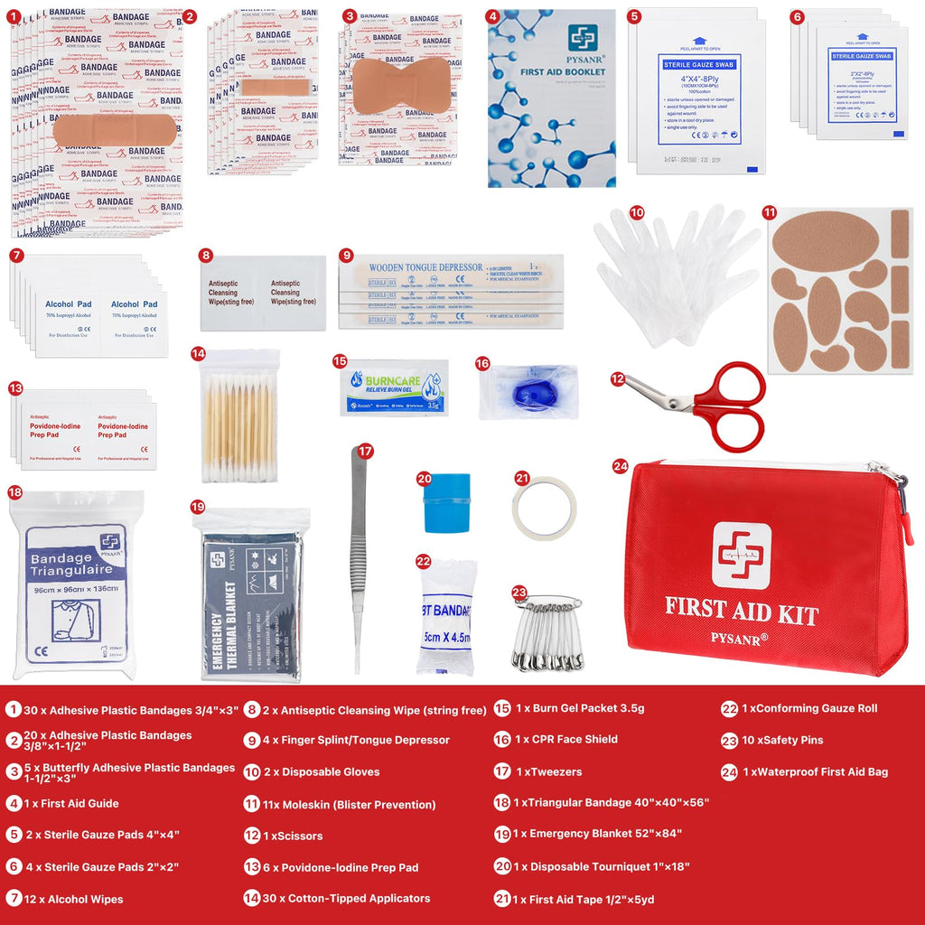 Small First Aid Kit, 150 Piece with Foil Blanket & Scissors, Mini First Aid Bag for Emergency, Home, Camping, Travel, Sports, Office, Outdoor, Car, School