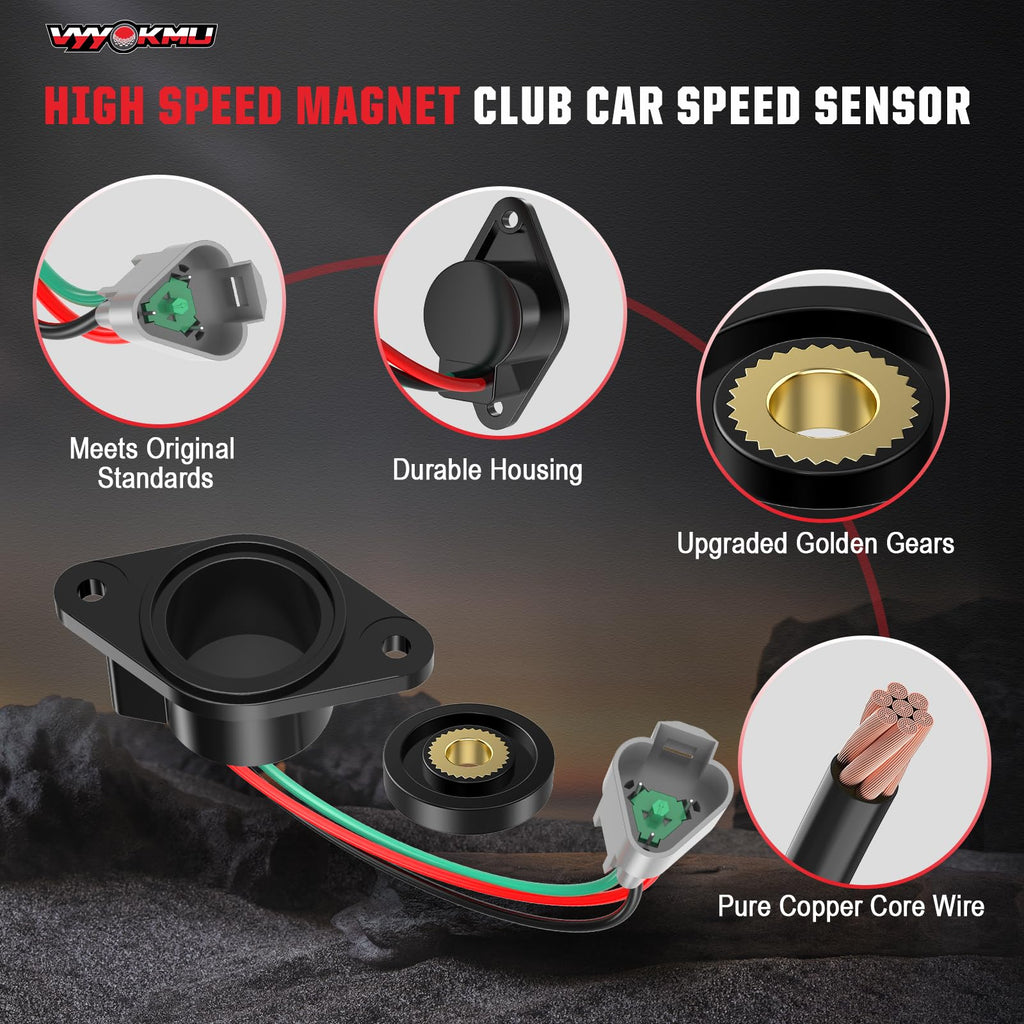 VYYOKMU Club Car Precedent Golf Cart Speed Sensor with High Speed Magnet, Club Car Speed Sensor Upgrade for 48V Club Car DS & Precedent 2004-UP ADC Motor, OEM 102704901 102265601 (2-8 MPH Increase)