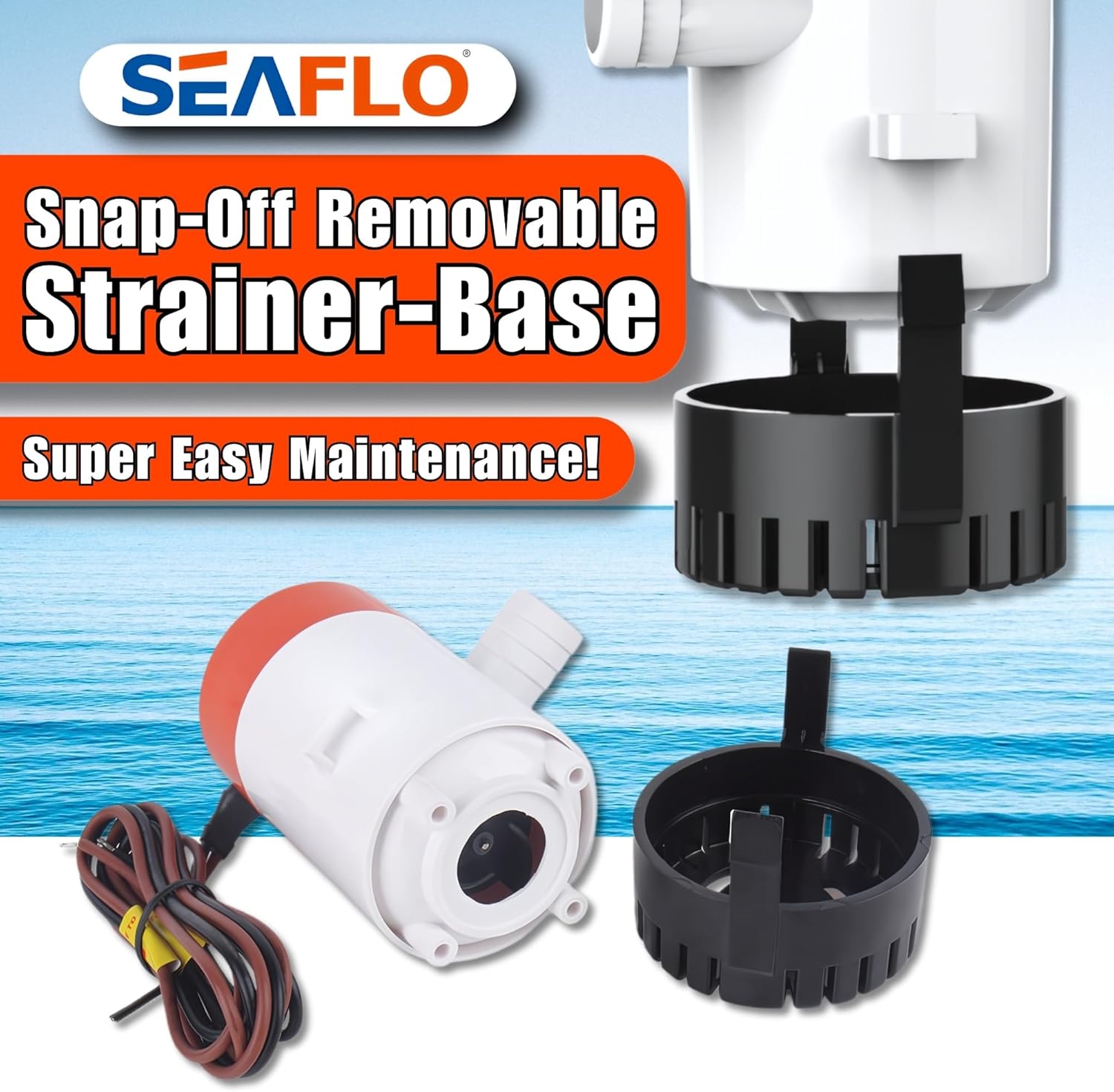 SEAFLO 01 Series 500 GPH Bilge Pump - 12V Marine Submersible Pump with Anti-Airlock Protection | 4-Year Warranty