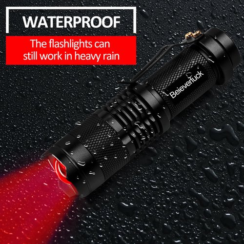 Beieverluck 10 Pack Red Light Flashlight 3 Modes Red LED Flashlight Scalable Red Light Torch with Clip for Hunting Astronomy Night Observation and Outdoor Activities