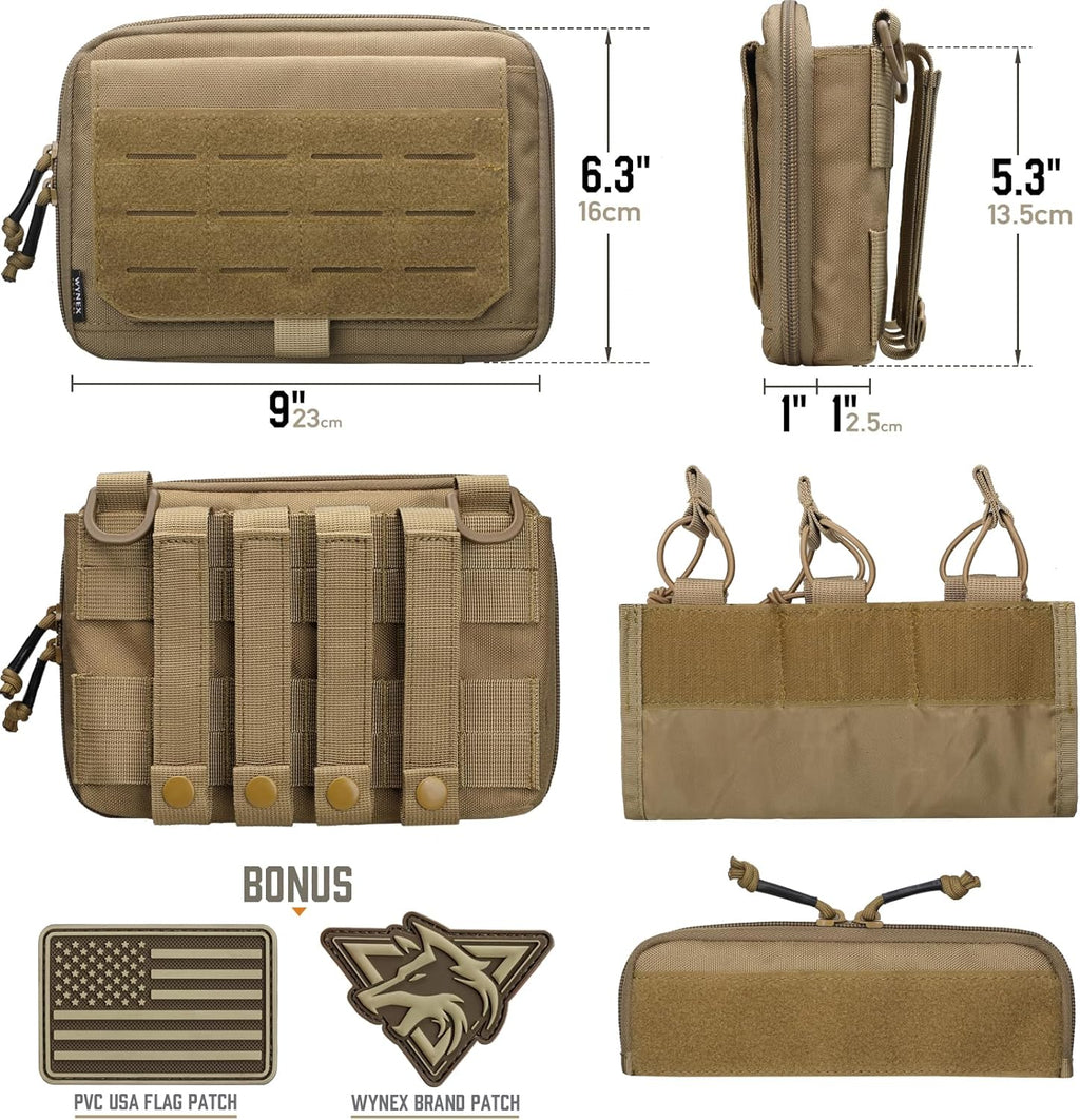 WYNEX Tactical Utility Tool Pouch - Kangaroo Style Molle Admin Organizer with Mag/Zipper Strip Insert