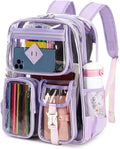 PIG PIG GIRL Clear Backpack for School,Heavy Duty PVC Transparent Bookbag for Girls Stadium Approved See Through Backpack