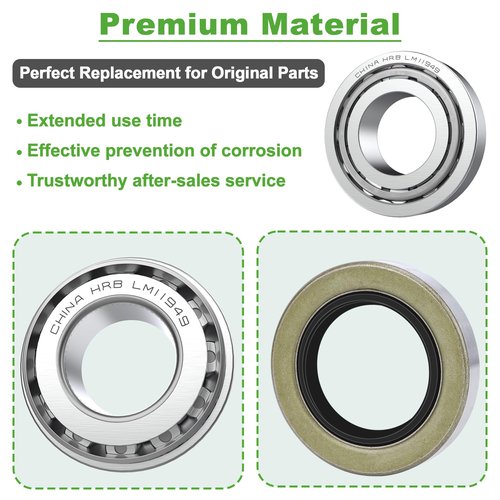 10L0L Golf Cart Front Wheel Hub Bearings & Oil Seals Kits for Club Car DS and Carryall 1982-2002 with Nut Locking Pin, Replace Part 1011393 1013135 (2 Pack)