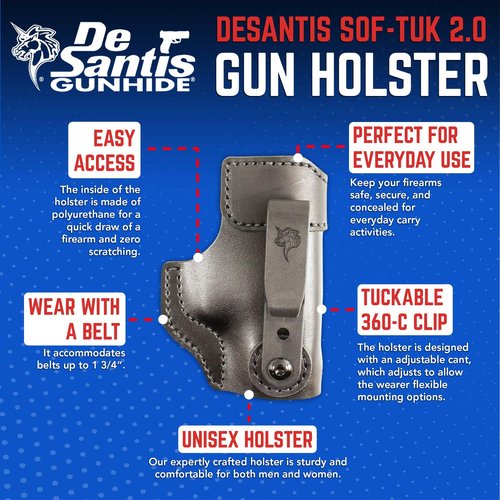 Gunhide, 179, Sof-Tuck 2.0 Inside Waistband Holster, Fits Sig P365, Right Hand, Black Suede Leather