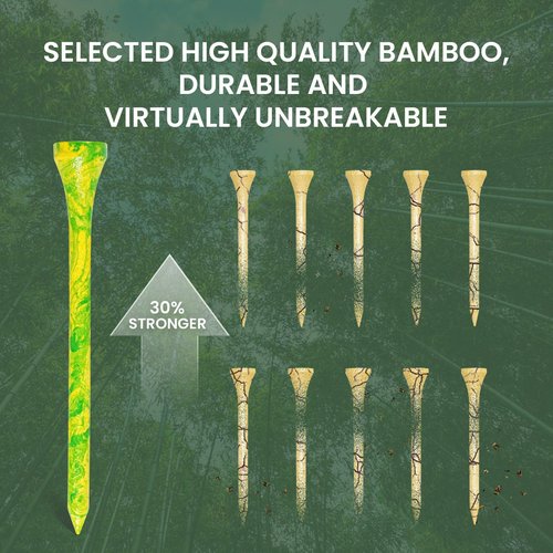 Amy Sport Golf Tees Styllish Bamboo Wooden Coloured Painted Bulk 200 Pack 1 1/2 3 1/4 2 3/4 Inch Tee, Enhanced Visibility Color Purple Pink Green Blue, Practice for Men Women (Colorful, 3 1/4 Inch)