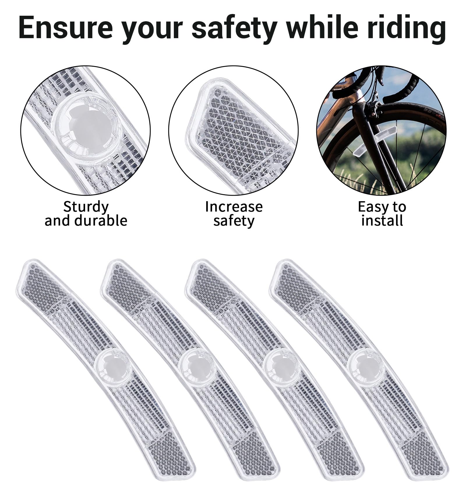 Thrymme 4PCS Bike Reflectors, Plastic Bike Wheel Reflectors for Night Riding, Safety for Road Mountain Bicycle Night Riding