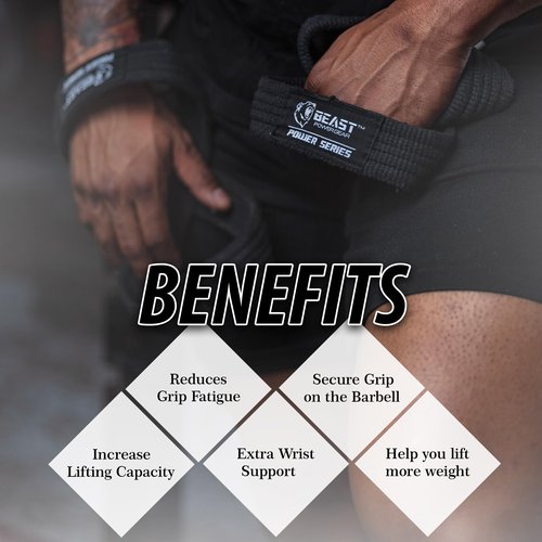 Beastpowergear Figure 8 Strap | Heavy Duty Deadlift Weight Lifting Power Wrist Strap | Weightlifting Powerlifting Shrugs Workout Men Women (Black, Large 14” (8.5+ Wrist Circumference))