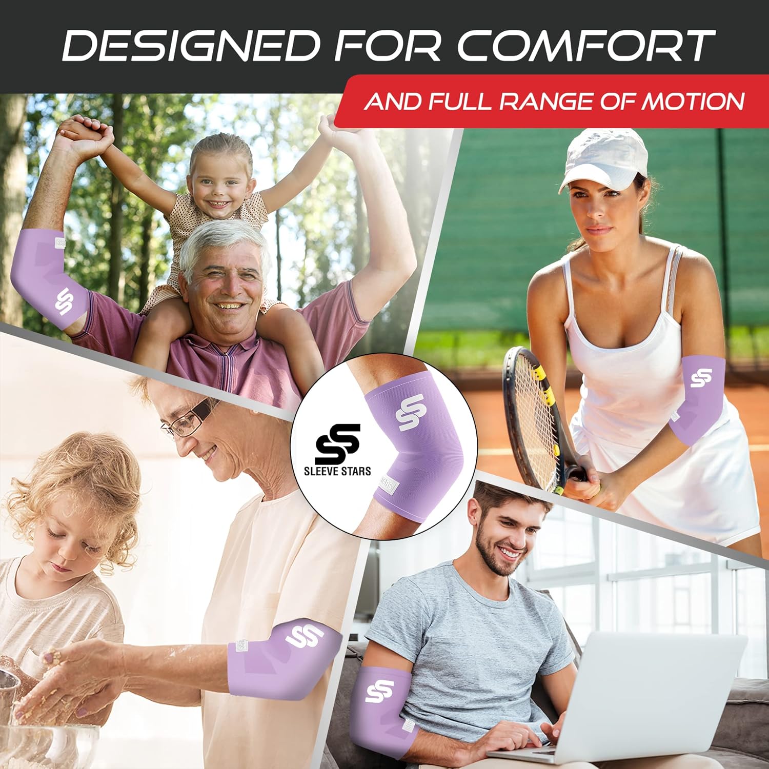 Sleeve Stars Elbow Compression Sleeve - Pain Relief & Protection for Sports | Supportive Brace for Tendonitis