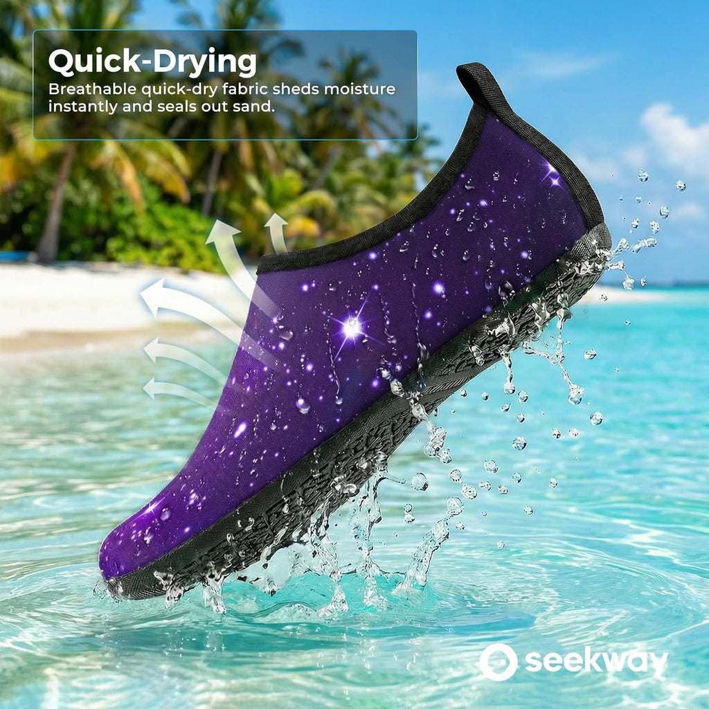 SEEKWAY Water Shoes - Quick-Dry Aqua Socks for Adults | Non-Slip Barefoot Design in Black