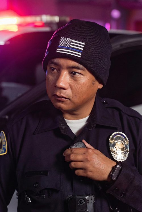 Chacon Tactical Patriotic Black Acrylic Beanie Hat (Acrylic, Thin Blue Line - Navy Blue)