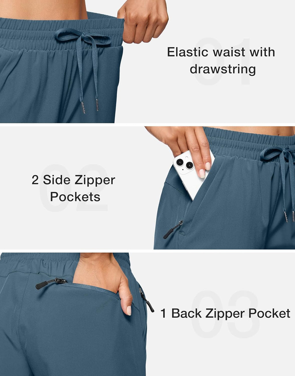 SANTINY Women's Hiking Shorts - Lightweight Quick-Dry with 3 Zipper Pockets | 7''/9'' Sizes