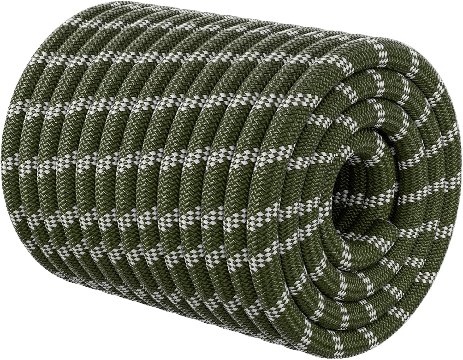 Skiennix Double Braided Arborist Rigging Rope - 1/2" x 150 ft Heavy Duty Polyester for Tree Work & Camping - Army Green