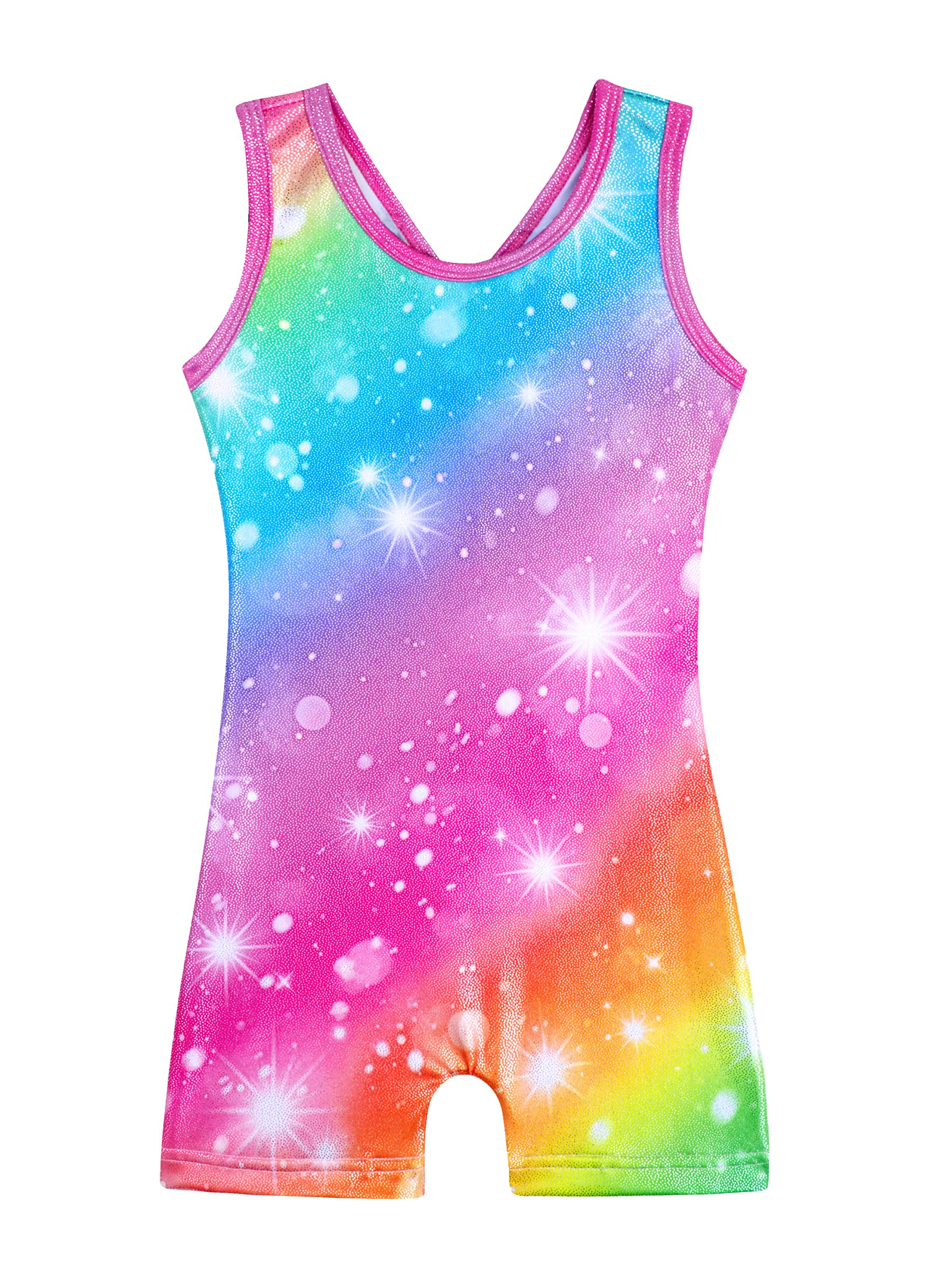 HOZIY Gymnastics Leotards for Girls Size 10-12 Years Rainbow Hallowout Cutout BackTumbling Outfits Biketard Practice Ropa De Niña Para Gimnasia Suit