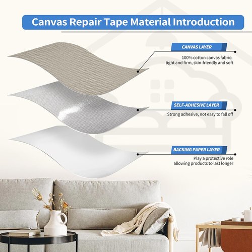 KING MOUNTAIN Canvas Repair Patch - 16"x30" Self-Adhesive Waterproof Fabric for Sofas, Tents & More (Grey)