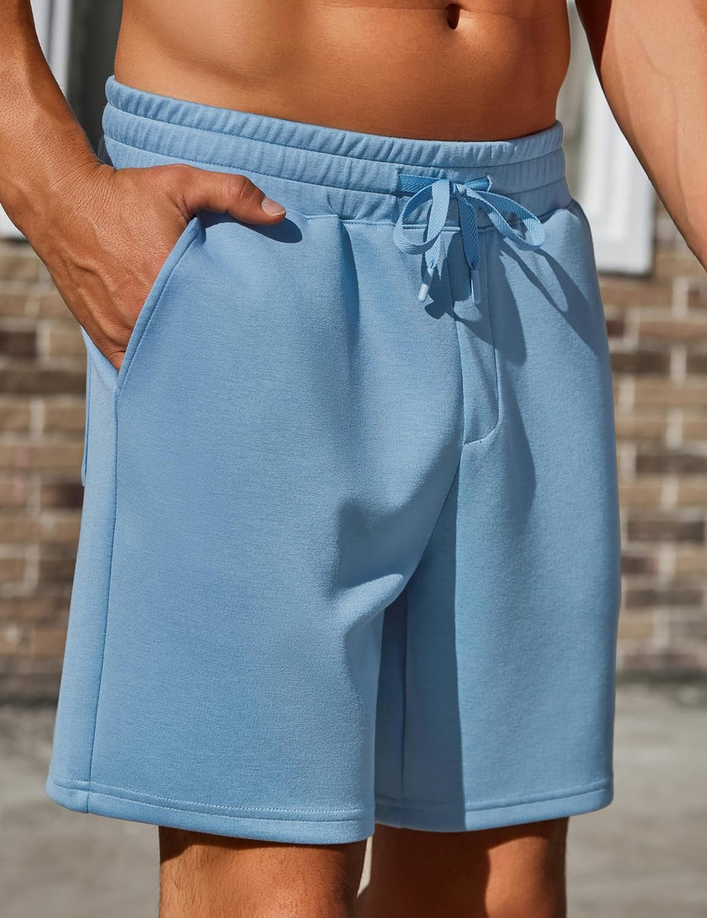 PINSPARK Men's Lounge Sweat Shorts - 7" Casual Elastic Waist Gym Shorts with Drawstring
