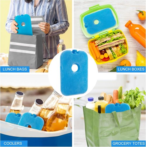 LotFancy Ice Packs - Reusable Freezer Packs for Coolers & Lunch Boxes | Slim Blue Ice Blocks, Long Lasting