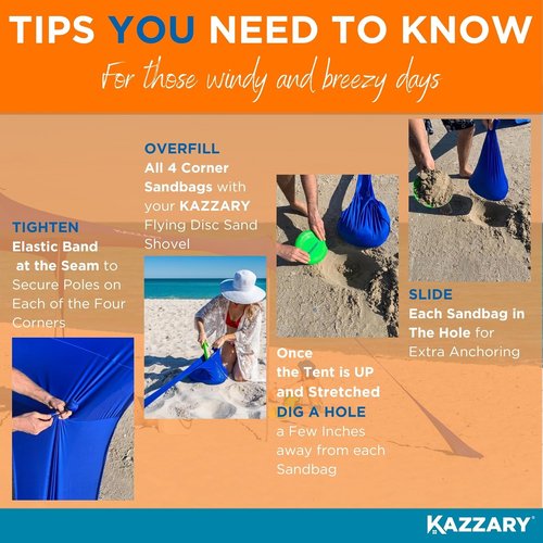 Beach Tent by UPF50+ | Lightweight Sun Shade Canopy with Sandbags & Stability Poles - 7ft Tall for Outdoor Adventures