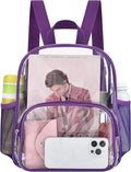 Busiuw Clear Stadium Backpack - 12x12x6 with Front Pocket for Concerts & Sports | Purple