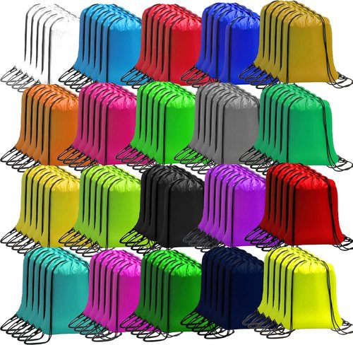 CAIHONG Drawstring Bags - 100 Pack Cinch Sack Backpack for Gym | 20 Vibrant Colors Available