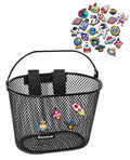ANZOME Kids Bike Basket, Bicycle Basket for Boy and Girl, Waterproof Metal Wire Children's Bicycle Basket, Suitable for Most Children's Bicycles and Kids Tricycles (Black+Accessories 2)