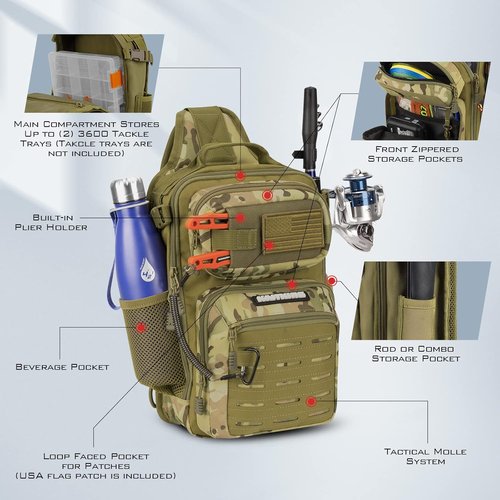 KastKing BlowBak Tactical Sling Tackle Bag - Lightweight Fishing Backpack for Gear Storage | Perfect Gift for Men