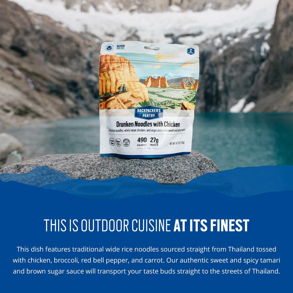 Backpacker's Pantry Drunken Noodles with Chicken | Freeze Dried Backpacking Meals | Dehydrated Camping Food | 27 Grams of Protein | 1 Count