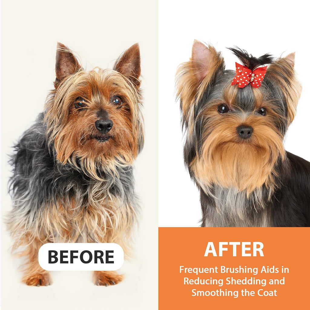 Skiennix Dog Brush - Extra Long Pin Grooming Brush for Long Haired Dogs | Beech Wood, Non-Slip Handle