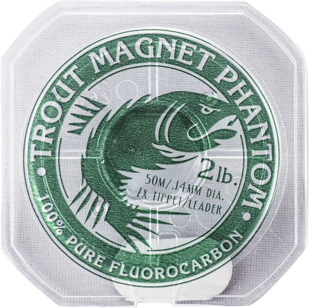 Trout Magnet Phantom Fluorocarbon Leader - Ultra-Invisible 100% Fluorocarbon Line for Clear Water Fishing | 50 Meter Spool