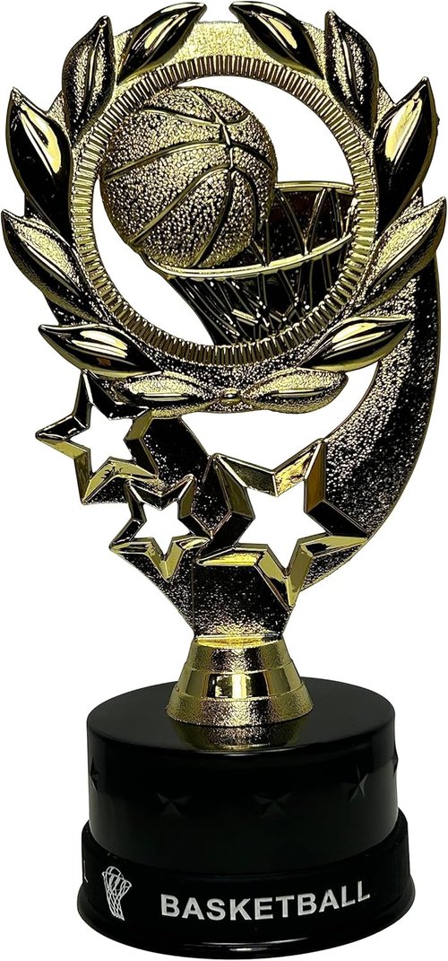 Express Medal Basketball Trophy Awards - 10 Pack of 7-Inch Trophies with Silicone Wristbands for Boys & Girls