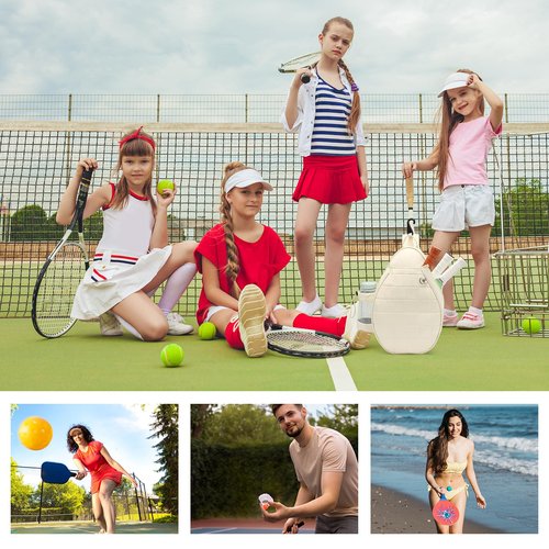 KAVIGOR Tennis Bag Holds 2 Rackets, Quilted Tennis Backpack, Waterproof Crossbody Sling Pickleball Bags for Women, Men and Youth