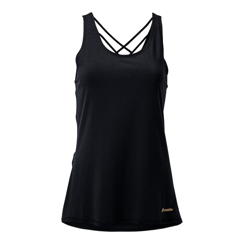 Franklin Sports Women's Sports Tank Top - White Athletic Lattice Back Tank Top for Pickleball, Tennis, Golf + Other Sports - Comfortable Relaxed Fit Spandex Blend - Women's Small - Black