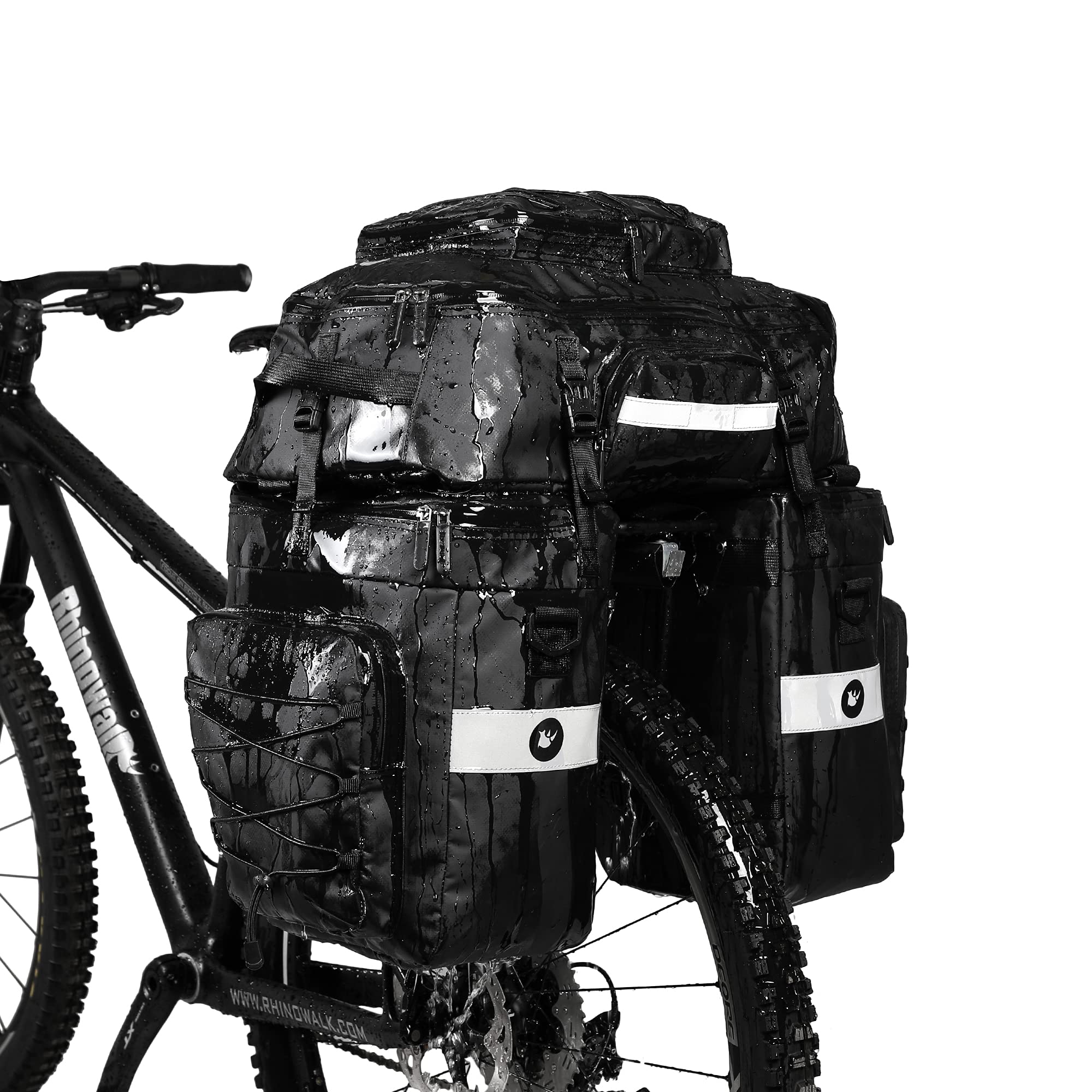 Rhinowalk 3 IN 1 Bike Pannier Bag Multifunctional Bicycle Rear Rack Carrier Bag Backpack with Raincover