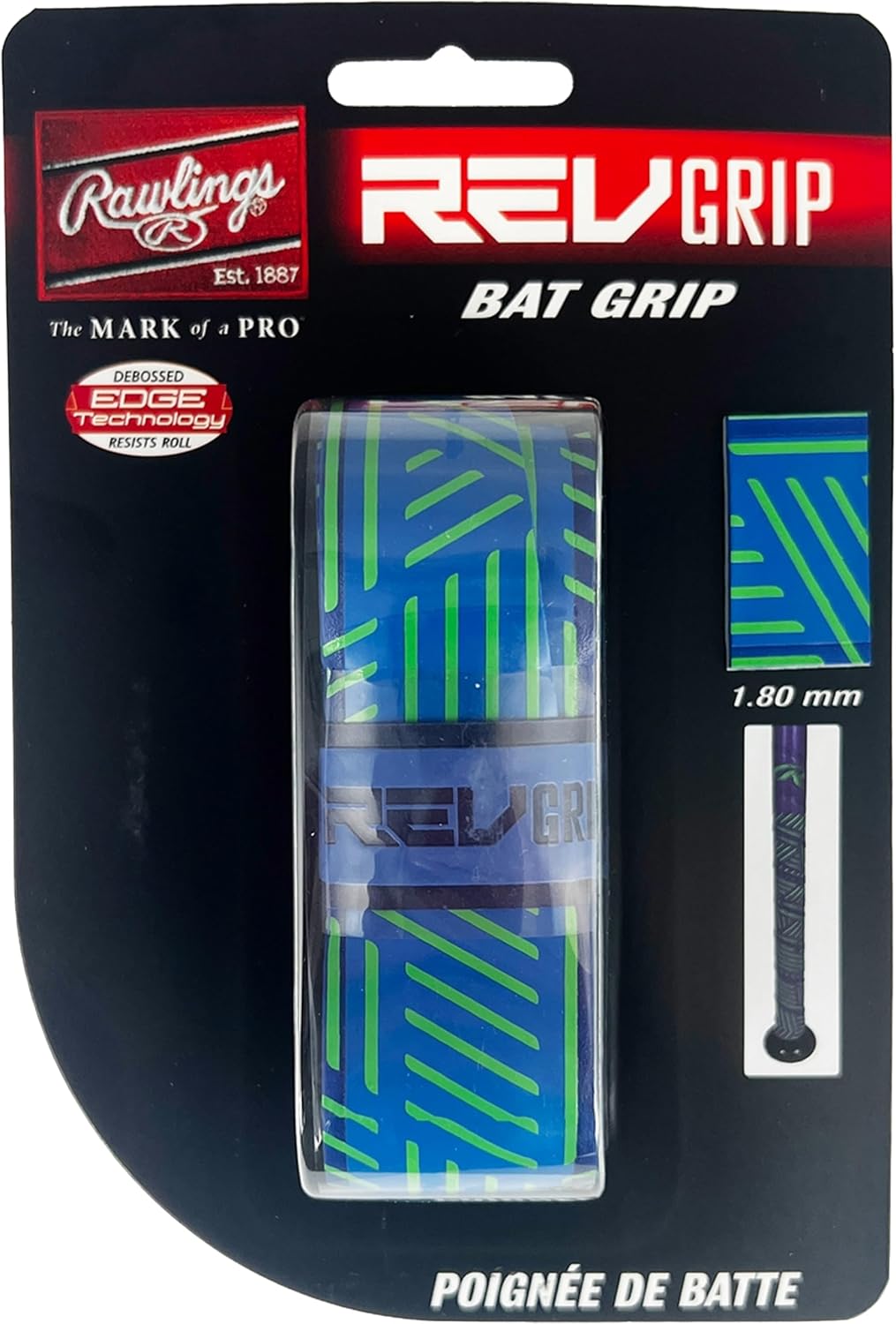 Rawlings Bat Grip - 1.00mm, 1.80mm, 2.75mm | Durable Baseball & Softball | Multiple Colors Available