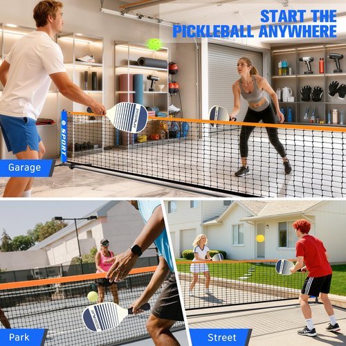 Pickleball Net for Driveway, Portable Pickleball Net Set with Paddles, Water Bags,Portable Outdoor Pickleballs, Mini Pickleball Net, Carry Bag,10FT PickleBalls Net Weather Resistant Steady Metal Frame