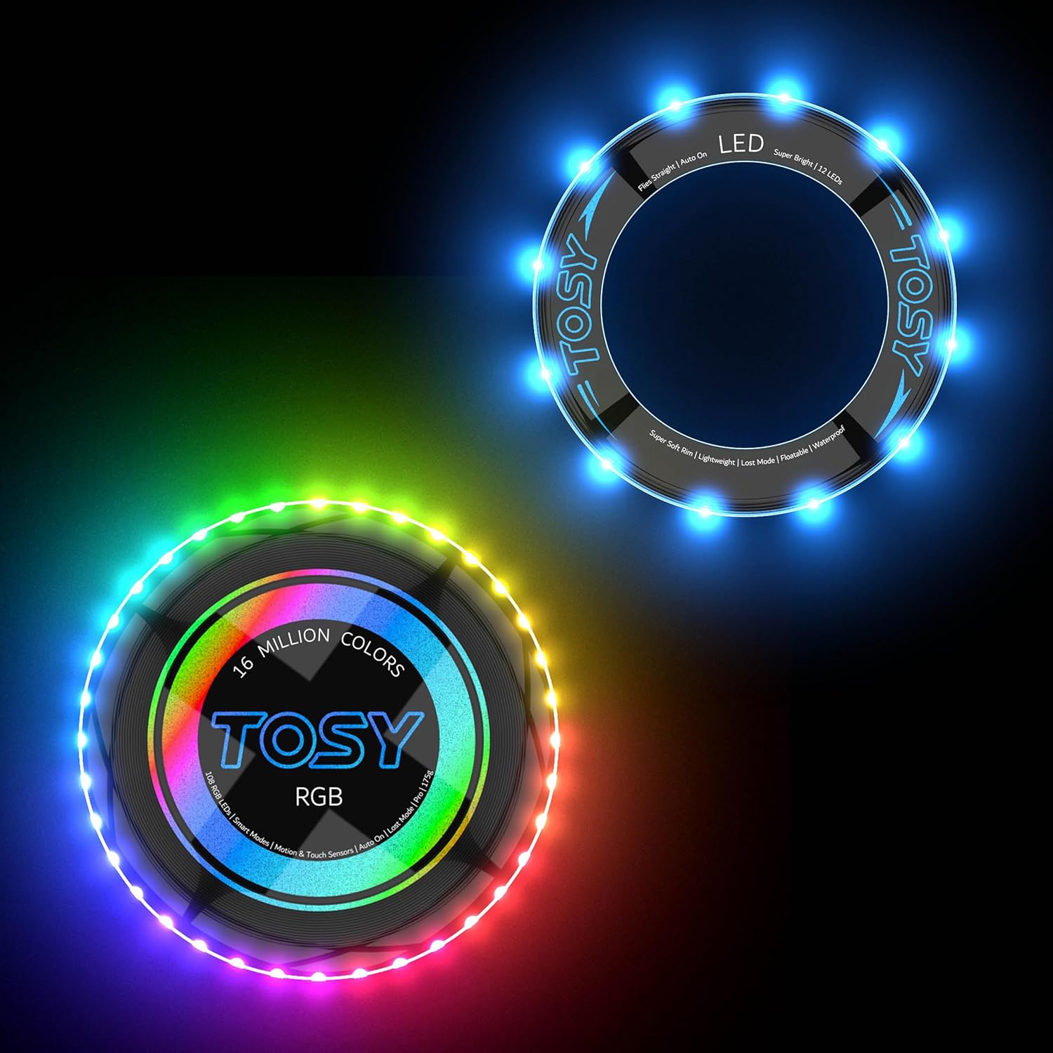 TOSY RGB Frisbee Bundle - Set of 2 with Blue Flying Ring for Ultimate Outdoor Fun