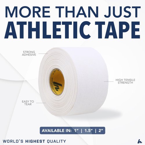Howies Athletic Tape - 1.5" x 15yd White Athletic Tape, Pro Grade Strength - Sports Tape for Athletes and Medical Trainers, Fingers, Ankles, Wrist, Boxing, Football, Gymnastics (4)