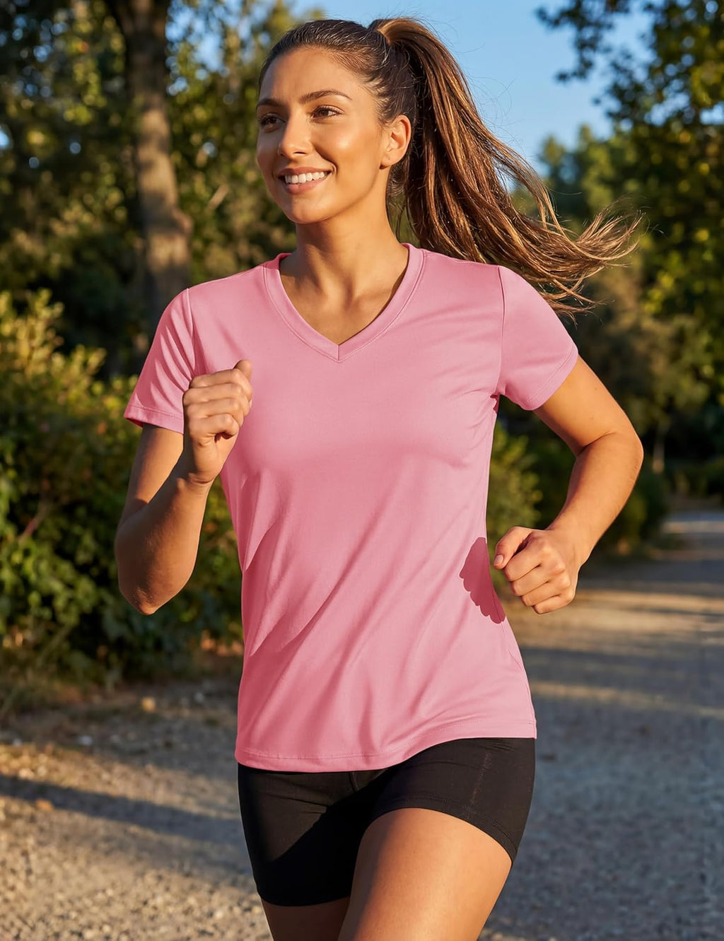 TACVASEN Women's V-Neck Athletic Tee - UPF 50+ Sun Protection & Quick-Dry Fabric | Short Sleeve Workout Top