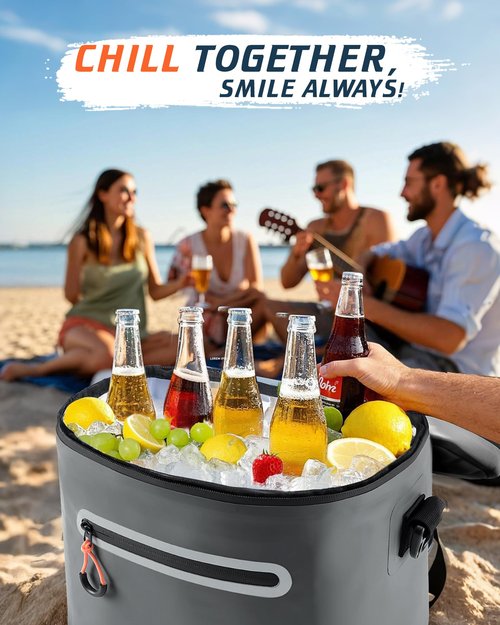 Mini Lunch Cooler Bag, 7 Can Insulated Ice Chest Box for Men Women, Waterproof, Leak-Proof, Portable Lunch Box for Work, Beach, Drink, Travel, Camping, Picnic (Small, Dark Gray)