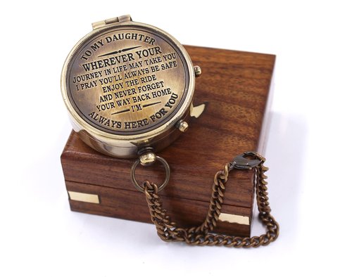 to My Daughter Compass – Graduation Gifts for Daughter from Dad or Mom – Birthday, Confirmation, Camping Gift for Daughter – Engraved Compass with Gift Box
