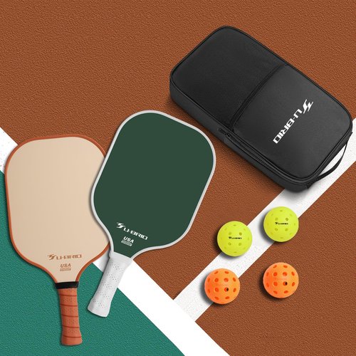 Pickleball Paddles Set of 2 Paddles 4 Balls and 1 Bag Pickleball Set 16MM Fiberglass Pickleball Paddle for Men Women, Pickleball Gifts for Women/Men Friends Family Lovers