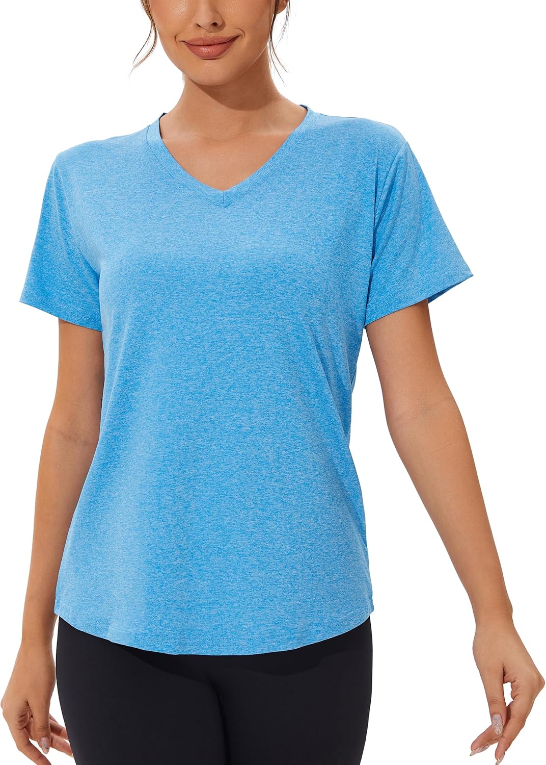 Skiennix 6 Pack Women's V-Neck Workout Shirts - Athletic Short Sleeve, UPF 50+ UV Protection, Quick Dry Yoga Tops