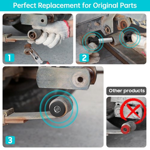10L0L Golf Cart Rear Leaf Spring Bushing Kit Fits Club Car DS 1992-Up & EZGO TXT/Medalist 1994-Up, Replacement for OEM 1015583 1012303 70289-G02 70291-G01, Eliminates Noise & Improves Ride Quality