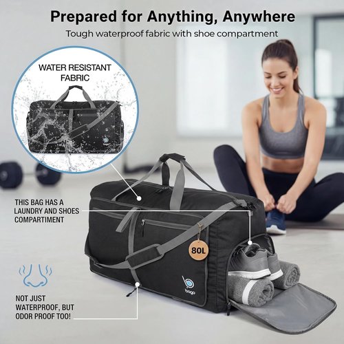 Bago Large Duffle Bag - Durable & Lightweight Travel Duffel with Shoe Compartment | 80L Capacity