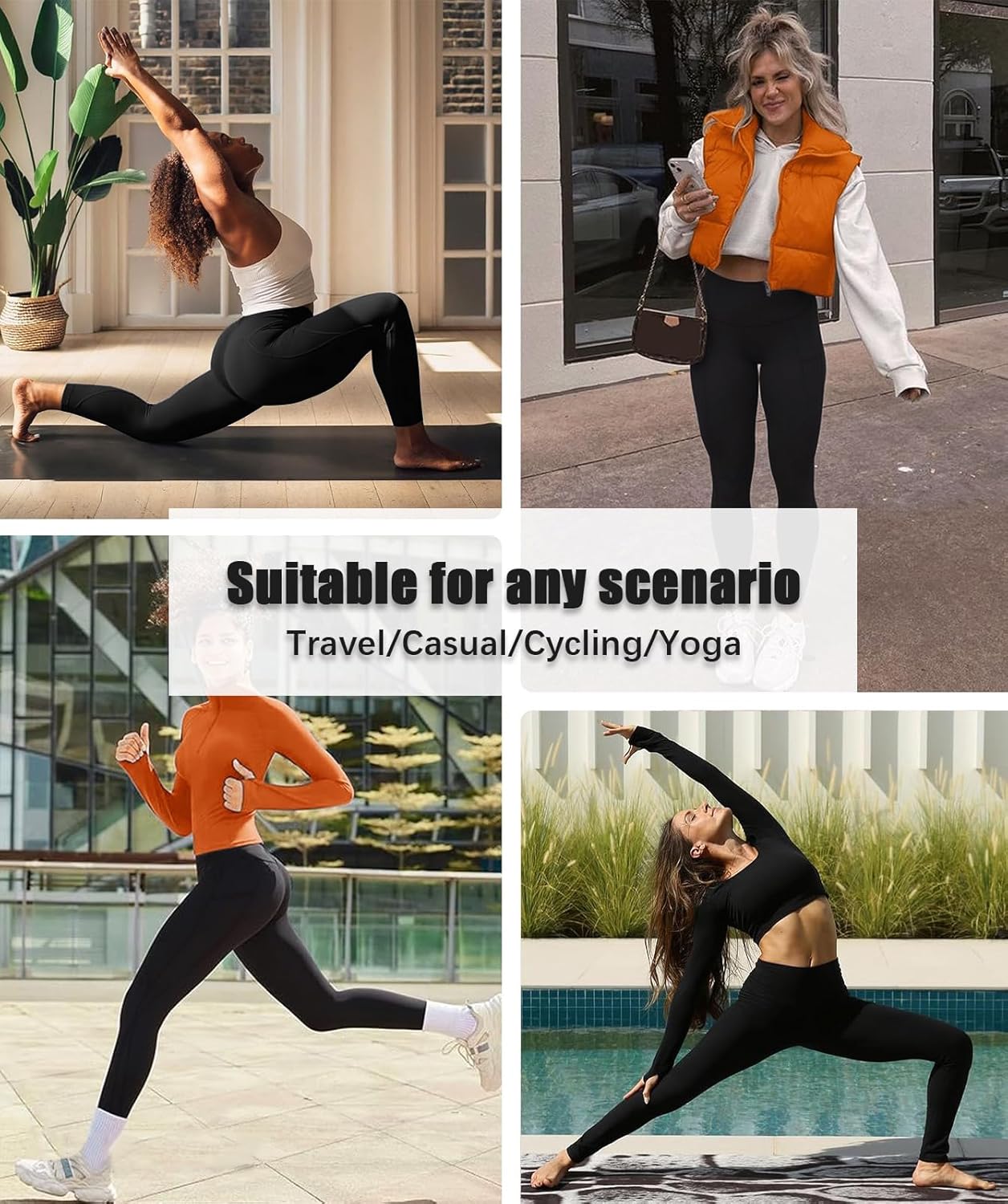 Skiennix Leggings for Women - High Waisted Tummy Control with Pockets | 4 Pack Yoga Pants