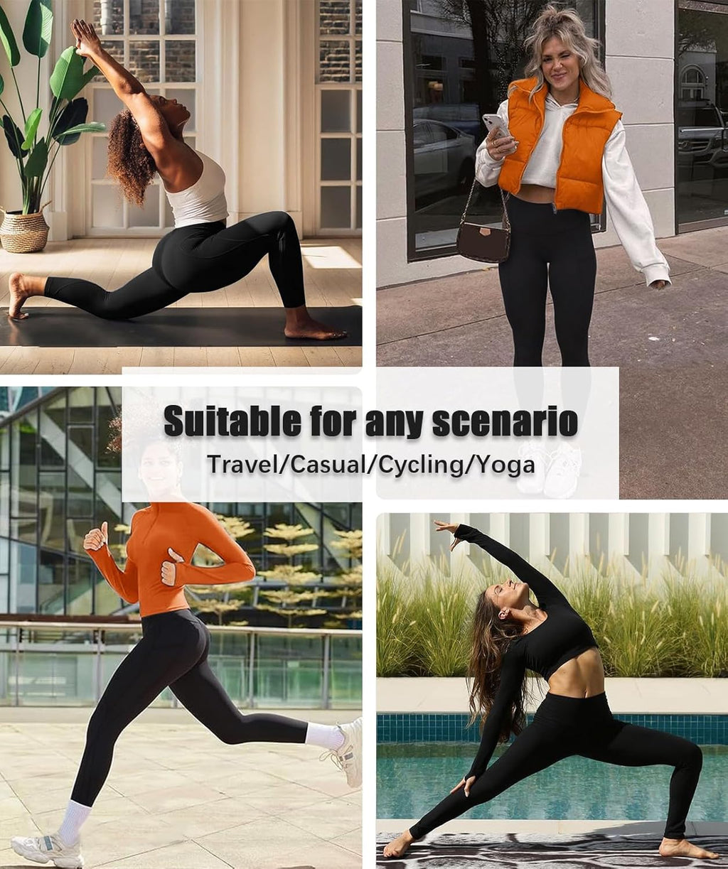 Skiennix High Waisted Leggings with Pockets - Tummy Control Yoga Pants for Women | 4 Pack